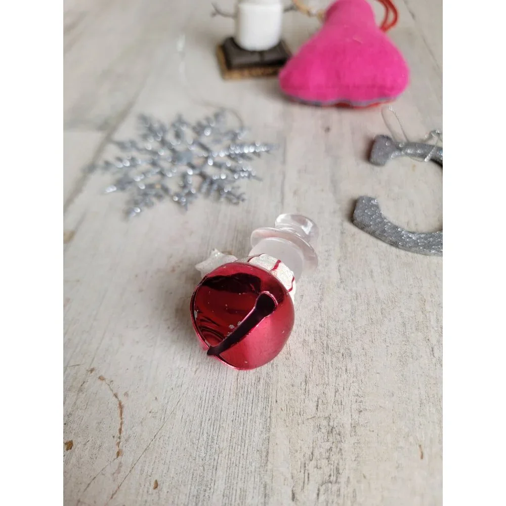 Snowman s'more glitter‎ snowflake Bell variety ornament Xmas set